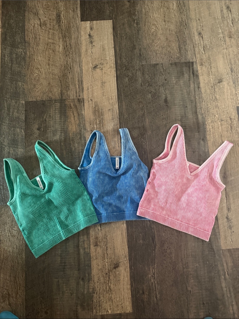 Zenana Outfitters Ribbed Sports Bra Tank - Green, Blue, Pink Sz S/M